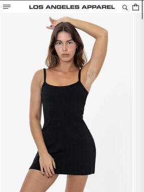 LOS ANGELES APPAREL Heavy rib spaghetti mini dress